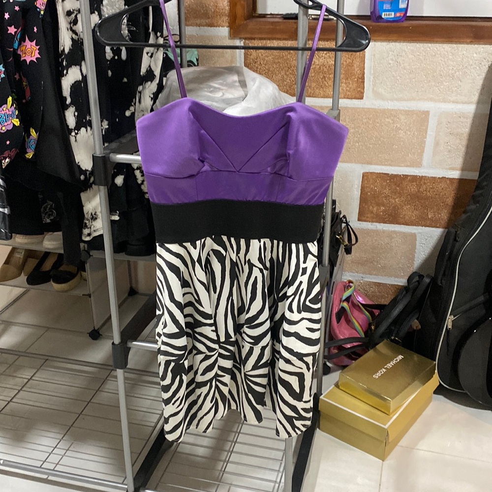 Y2K purple/zebra print dress